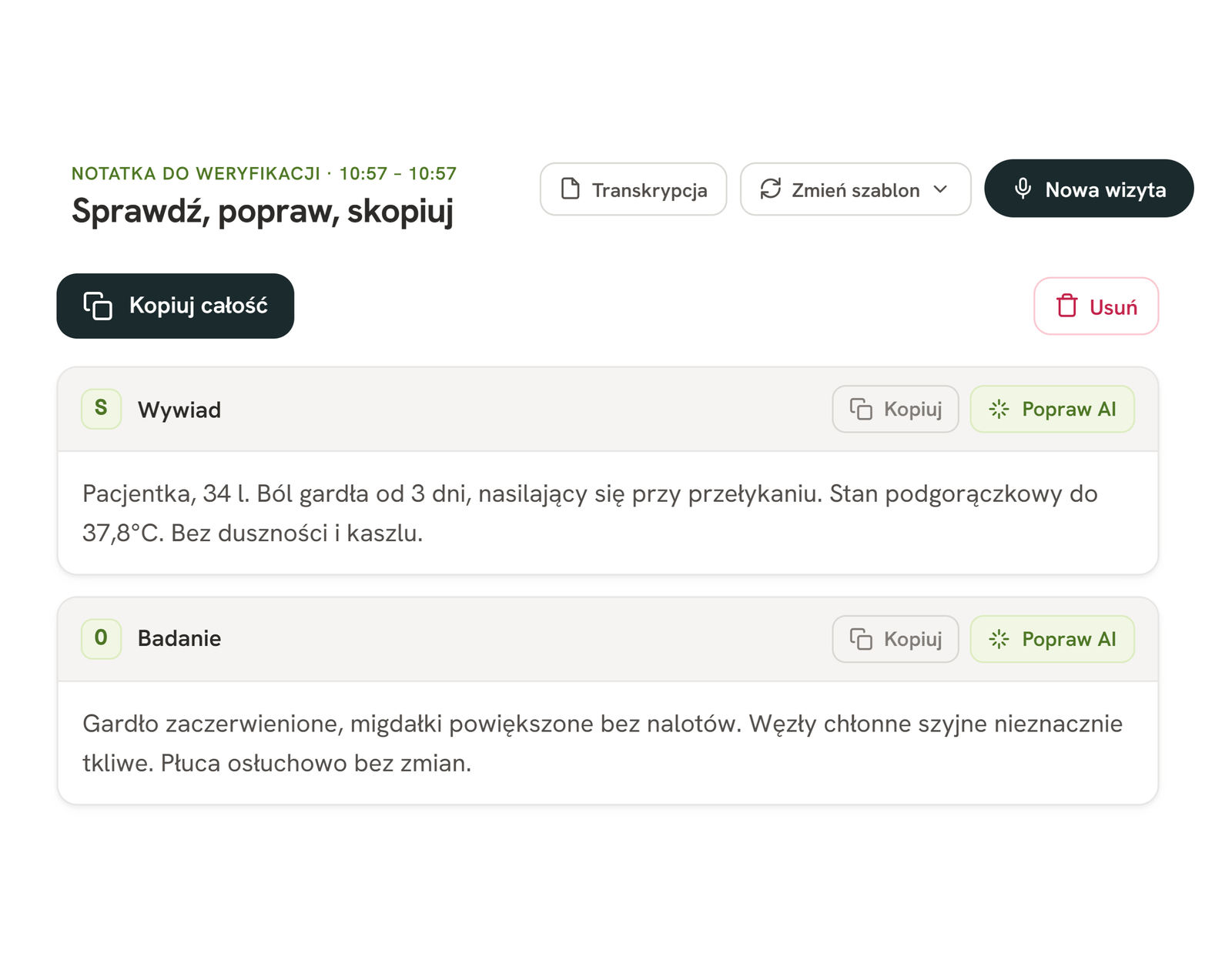 Gotowa notatka SOAP do sprawdzenia i skopiowania